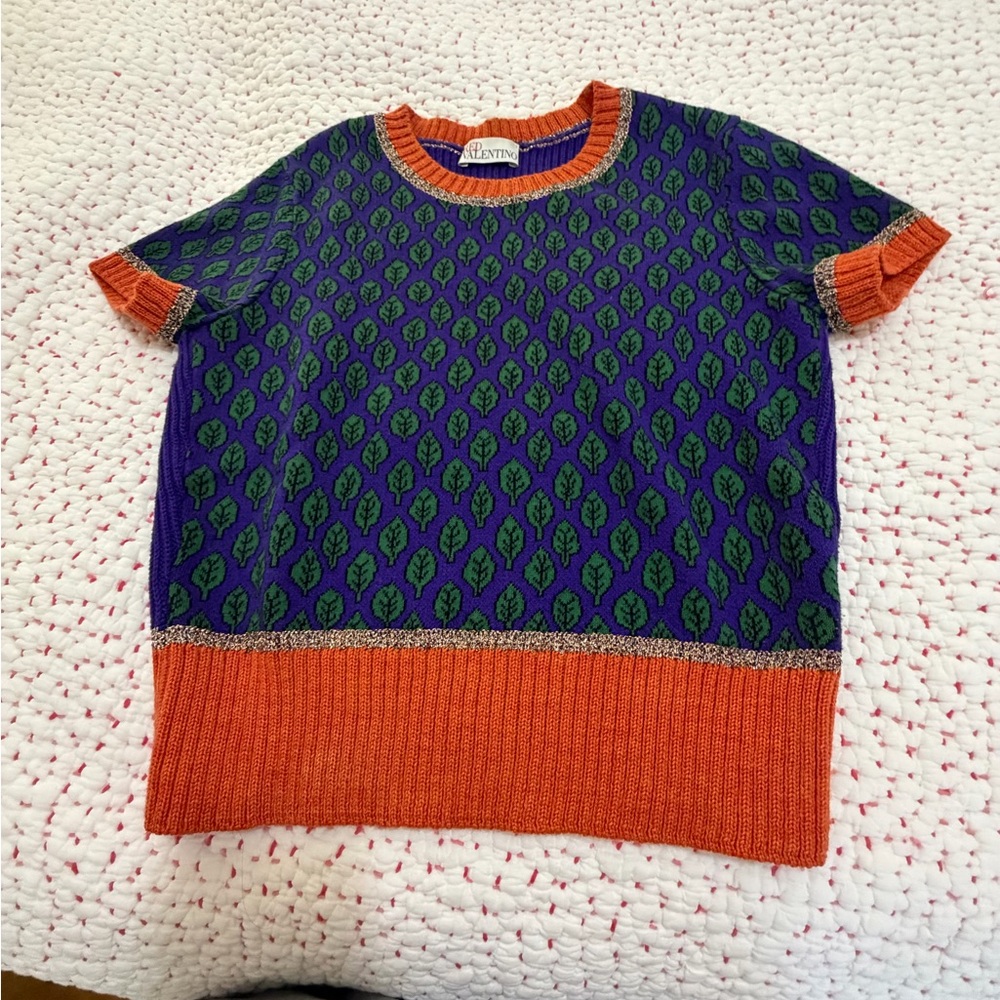RED Valentino Purple and Orange Patterned Top